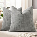 decorUhome Neutral Grey Chenille Throw Pillow Covers 24x24 Set of 2 Thick Textured Slubby Couch Pillow Covers Farmhouse Accent Modern Neutral Decorative Pillow Cases for Bed Sofa Living Room