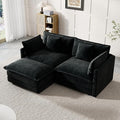 Modular Sectional Sofa, 76.7 Inch L-Shaped Cloud Sofa with Deep Seat Comfortable Chenille Sofa with Cushion Double Sectional Sofa for Living Room Apartment,Black