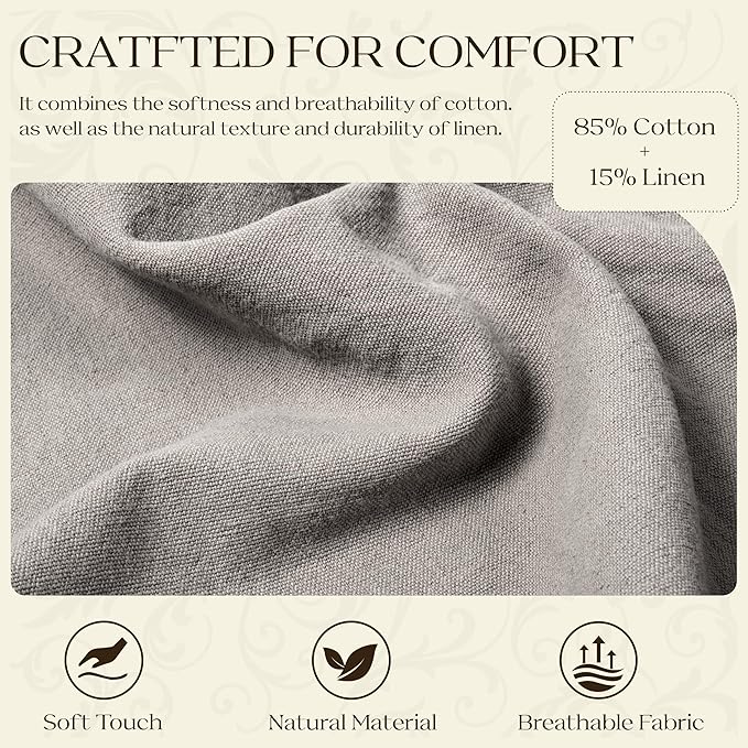 WOWMAX 85% Linen 15% Cotton Blend Headboard Pillow – King Size Reading Wedge Backrest for Bed, Handmade Firm Support Bolster Cushion with Removable Cover, Premium Bed Rest Pillow, Black