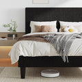 Allewie Full Size Upholstered Bed Frame with Vertical Channel Tufted Headboard, Soft Corduroy Fabric Platform Bed, Strong Wooden Slats Support, Easy Assembly, No Box Spring Needed, Black