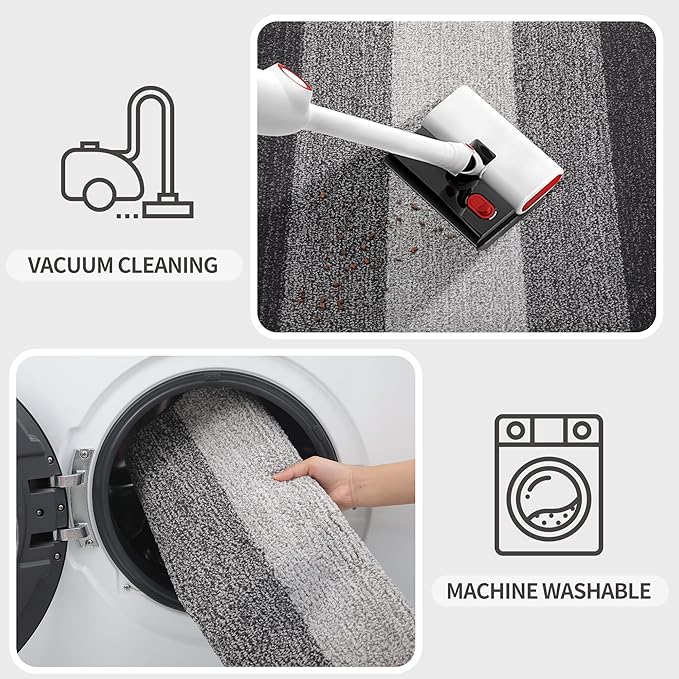 Kitinjoy Indoor Outdoor Door Mat, 40x32 Non-Slip Absorbent Dirt Trapper, Low-Profile Washable Inside Entrance Front Floor Mat, Sturdy Soft Entry Doormats for Entryway, Grey