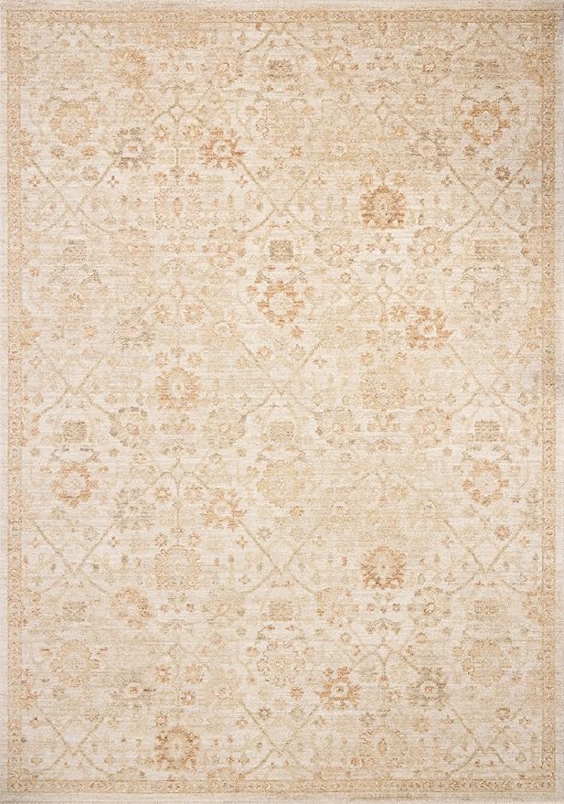 Loloi Chris Loves Julia Palma Collection PLM-04 Natural/Spice 9'-6" x 13'-1" Area Rug Vintage Style Boho Living Room Bedroom Carpet