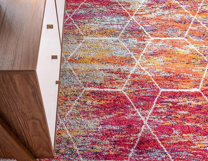 Unique Loom Trellis Frieze Collection Area Rug - Geometric (9' x 12', Multi/ Ivory)