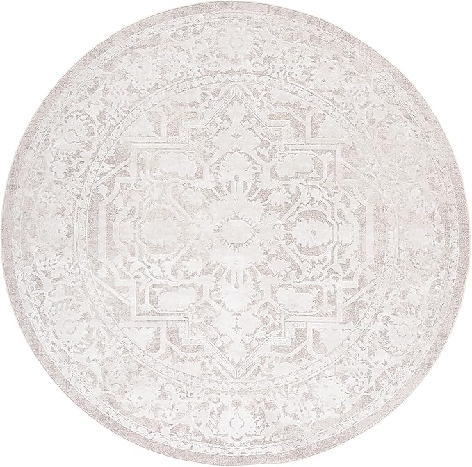 SAFAVIEH Area Rug 5' Round - Reflection Collection - Beige & Cream, Non-Shedding & Easy Cleaning, Ideal for Living Room, Bedroom (RFT665A)