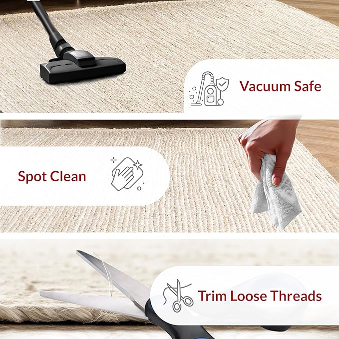nuLOOM 3 Round Rigo Jute Hand Woven Area Rug, Off White, Solid Farmhouse Design, Natural Fiber, For Bedroom, Living Room, Dining Room, Hallway, Office, Kitchen, Entryway