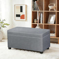 Adeco 31 Inches Storage Ottoman Bench, Non-Folding End of Bed Foot Rest Stools Ottoman with Thicker Foam Padded Seat, Upholstered Storage Chest for Living Room, Entryway, Bedroom