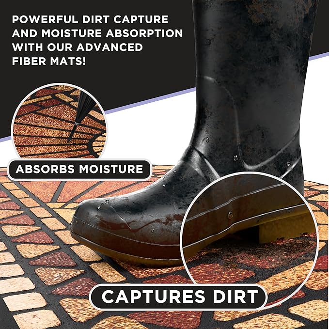 ubdyo Unique Design Door mat - Low Pile Front Doormat Outside Entrance for Efficient Dirt Trapping - All Weather Front Door Mat Indoor Entrance - Anti Slip Welcome Matt Outdoor - (36" x 24", Red)