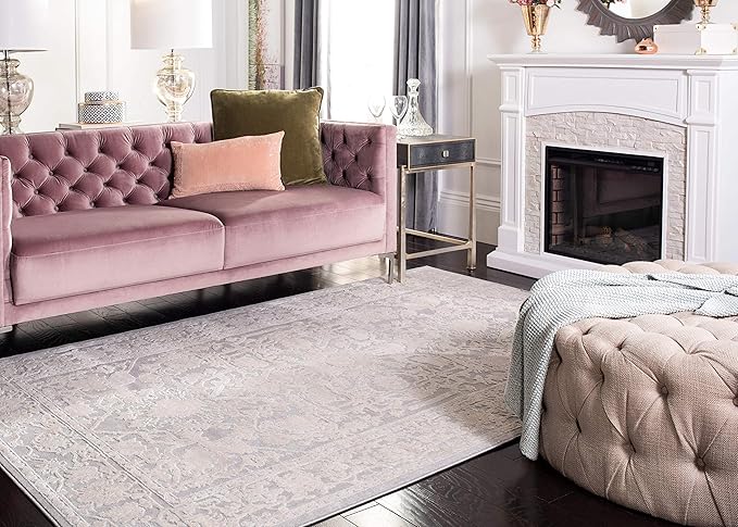 SAFAVIEH Reflection Collection Area Rug - 5'1" x 7'6", Light Grey & Cream, Non-Shedding & Easy Cleaning, Ideal for Living Room, Bedroom (RFT665C)