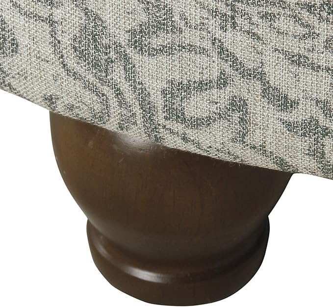 HomePop Home Decor | Upholstered Round Storage Ottoman | Ottoman with Storage for Living Room & Bedroom, Light Gray Floral Large