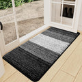 Kitinjoy Indoor Outdoor Door Mat, 71x24 Non-Slip Absorbent Dirt Trapper, Low-Profile Washable Inside Entrance Front Floor Mat, Sturdy Soft Entry Doormats for Entryway, Black