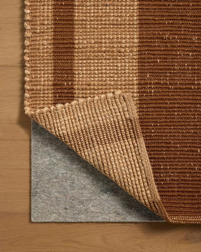 Loloi Leanne Ford Weatherstaff Collection WTS-04 Cinnamon/Natural 2'-6" x 9'-9" Runner Rug Jute, Striped, Neutral, Hallway, Kitchen, Mudroom, and Bathroom