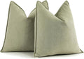 ZWJD Sage Green Pillow Covers 18x18 Set of 2 Chenille Throw Pillow Covers with Elegant Design Soft and Luxurious Decorative Throw Pillows for Couch, Bed, and Home Decor