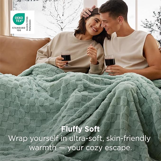 Bedsure GentleSoft Sage Green Throw Blanket for Couch - Checkered Fleece Blankets Christmas Gifts for Women Men Girls, Cute Soft Cozy Throw for Bedroom Home Decor Gifts, 50x60 Inches