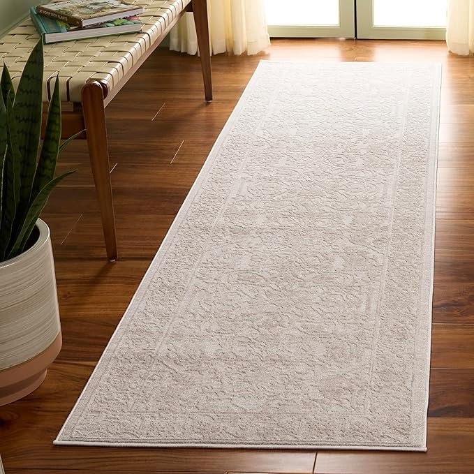 SAFAVIEH Reflection Collection Runner Rug - 2'3" x 14', Cream & Ivory, Non-Shedding & Easy Cleaning, Ideal for Living Room, Bedroom (RFT665D)