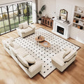 PHI VILLA Cloud Modular Couches Sets, 3 Pieces Large Sectional Sofa Set with Single Sofa, 5-Seater Upholstered Couch for Living Room, Chenille Fabric, Beige