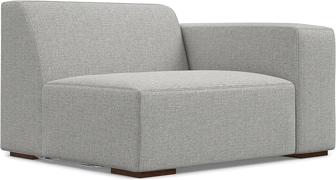 SIMPLIHOME Rex Modular Sofa and Ottoman Set in 100% Recycled Polyester Tightly Woven Performance Fabric, Pale Grey, 88-inch-Wide 2-Seater Couch and Matching 34-inch-Wide Table Ottoman for Living Room