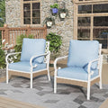 Patio Chairs Set of 2, Outdoor Sofa Chairs with Deep Seating and 5.5" Cushions, Steel Frame Porch Furniture for Lawn Backyard Deck, Blue