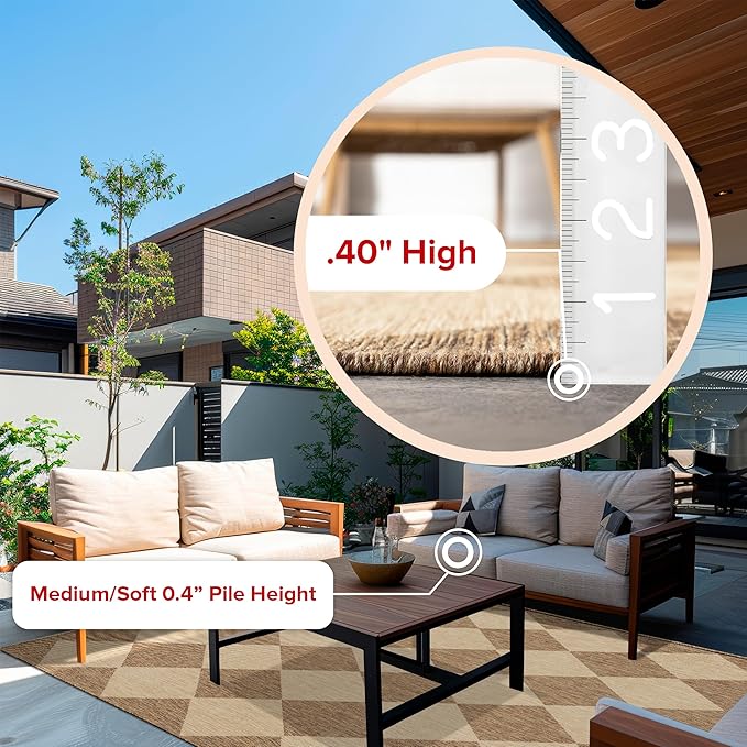 nuLOOM 9'6" x 12' Outdoor Performance Area Rug, Stain Resistant, Weather Resistant, High Traffic, Patio, Balcony, Outside, Sabina Brown
