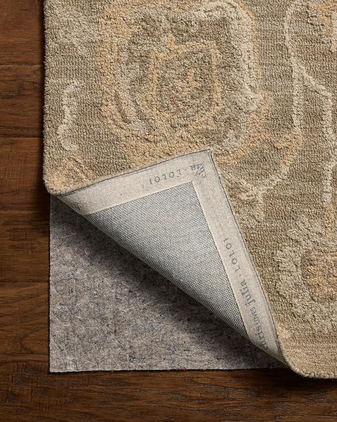 Loloi Chris Loves Julia Dorothea Collection DRT-01 Oak/Natural 3'-6" x 5'-6" Accent Rug Wool Neutral Floral Living Room Bedroom Carpet