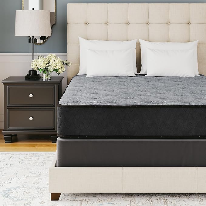 Signature Design by Ashley Queen Size Comfort Plus Hybrid Mattress with Memory and Quilt Foam, Wrapped Coils, Fiberglass Free, 10-Year Warranty, 10" Height