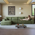 108" Sectional Couches for Living Room Modern Modular Sofa with L-Shape Couchs Upholstered Boneless Couch Deep Seat Sectional Couch with Chaise (Green, Left Facing Chaise+3Seaters)