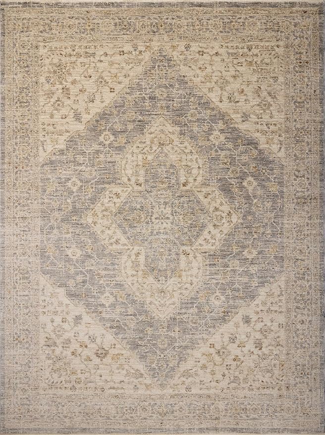 Loloi Magnolia Home by Joanna Gaines Junie Collection JUE-05 Denim/Natural 6'-7" x 9'-10", .38" Pile Height, Area Rug