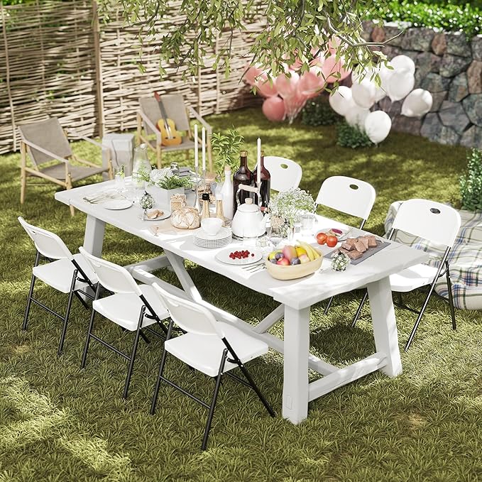 10 Pack Folding Chair, 800 Weight Limit Heavy Duty Plastic Folding Chair Portable Seating for Indoor Outdoor Events, Wedding, Party, Restaurant, Meeting Room White