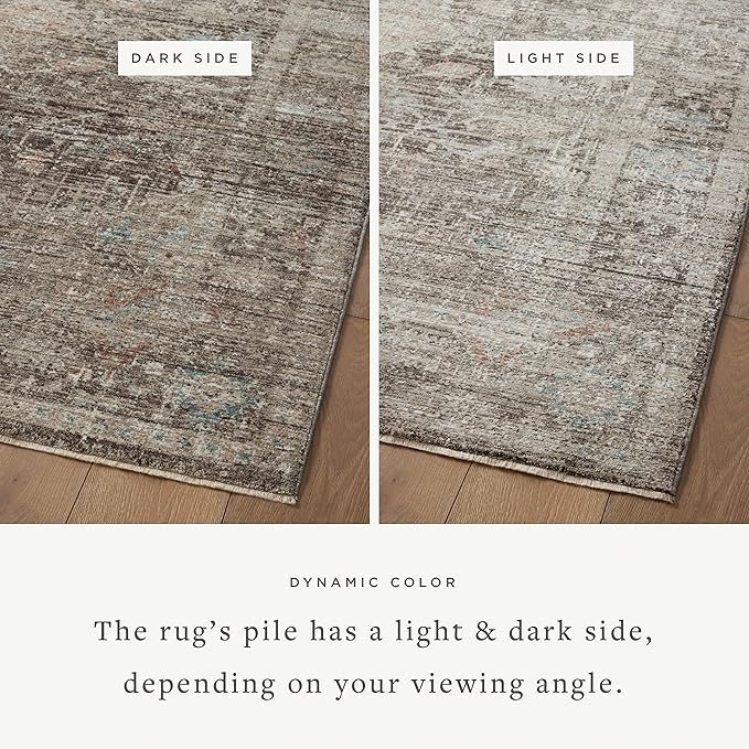 Loloi Magnolia Home by Joanna Gaines Millie Collection MIE-03 Charcoal/Dove 2'-3" x 3'-10", .25" Pile Height, Accent Rug