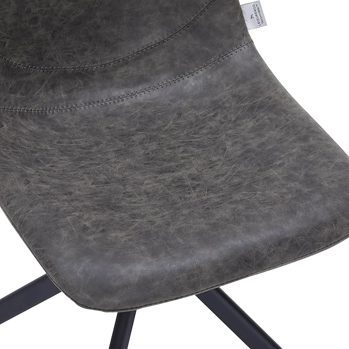 LeisureMod Markley Swivel Leather Dining Side Chair with Durable Iron Legs – Comfortable Accent Chair for Kitchen, Dining Room, or Office Set of 4