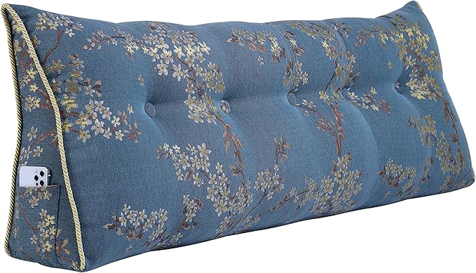 WOWMAX Headboard Pillow – King Size Reading Wedge Backrest for Bed, Handmade Firm Support Bolster Cushion with Removable Cover, Premium Bed Rest Pillow