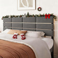 Full/Queen Size Upholstered Headboard, Adjustable Head boards with LED Light & Charging Station, Bed Headboard Only, Attach Frame, Study & Comfortable, Ideal for Bedroom, Dorm, Guest Room, Dark Grey