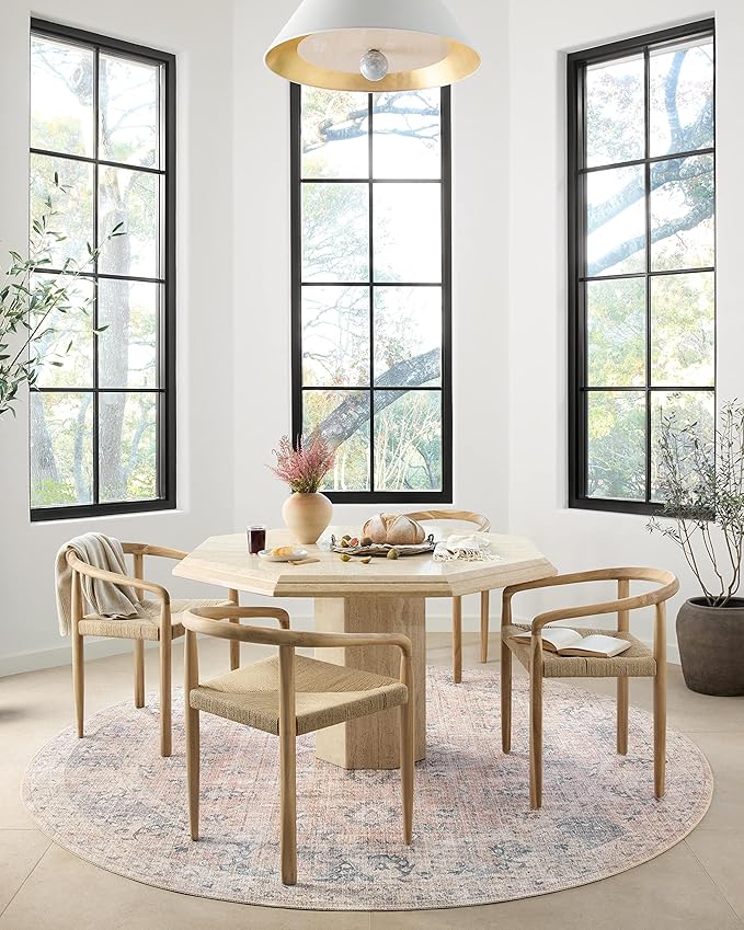 Loloi Skye Collection SKY-01 Blush/Grey 8'-0" x 8'-0" Round Area Rug