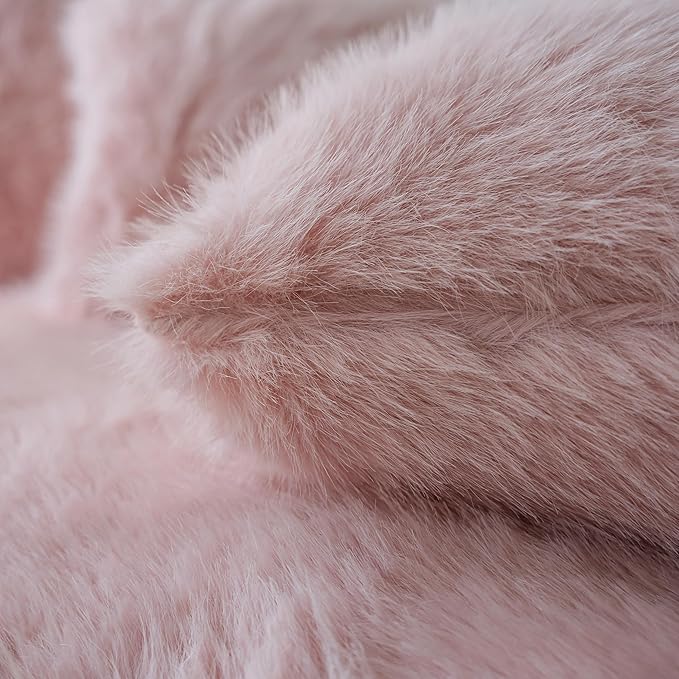 Neelvin Pink Faux Fur Cozy Fluffy Double-Sided Decorative Throw Pillow Covers 24x24 inch Set of 2,Velvet Pillowcase Cushion Case for Sofa Couch