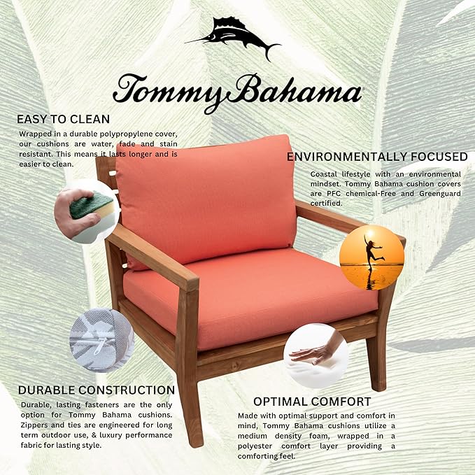 Tommy Bahama Deep Seating Lounge Cushion, 24" X 26" X 4", Bamboo Bay Mango