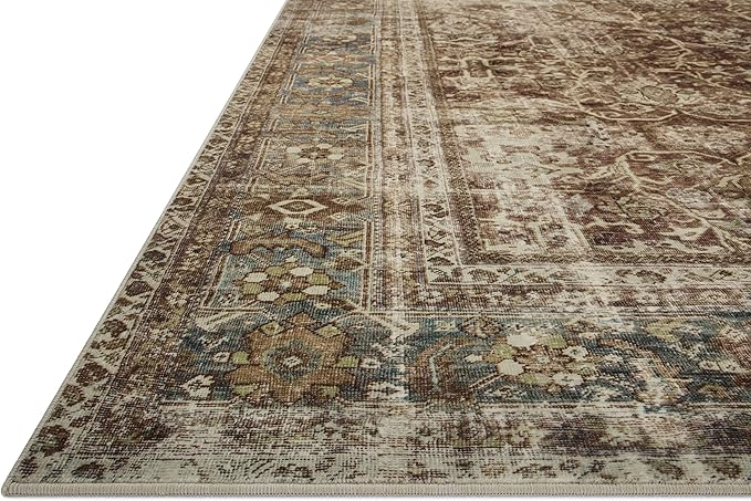 Loloi Magnolia Home by Joanna Gaines Sinclair Collection SIN-01 Rust/Lagoon 2'-0" x 5'-0", .25" Pile Height, Machine Washable, Accent Rug