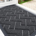 OLANLY Front Door Mat Indoor Outdoor Entrance, Waterproof All-Season, All-Weather Doormat, Sturdy Natural Rubber, Low Profile, Easy Clean Patio Porch Entryway Mat, Herringbone Brick (Grey, 47x17)