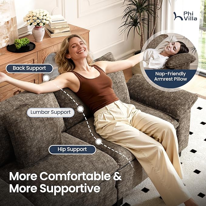 PHI VILLA Cloud Modular Couches Sets, 2 Pieces Sectional Loveseat Sofa Set, 4-Seater Comfy Couch for Living Room Apartment, Chenille Fabric, Taupe