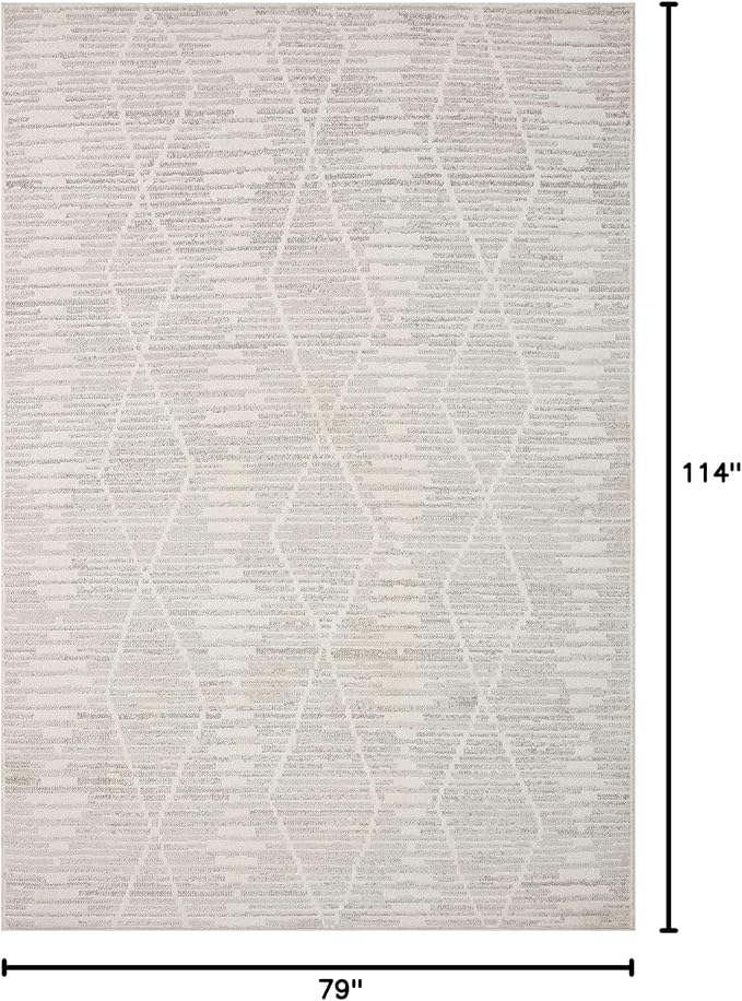 Loloi Kamala Collection KAM-02 Ivory/Silver 6'-7" x 9'-6" Area Rug