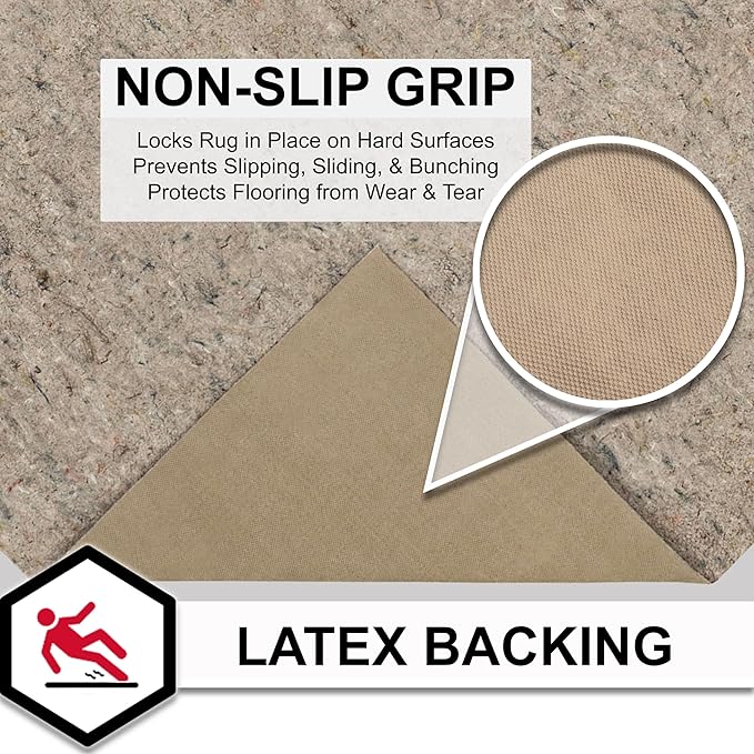 Mohawk Home 7' 6" x 10' Non Slip Grip Rug Pad 1/4 Thick Felt + Rubber Backing - Dual Surface Safe for All Floors