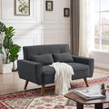 48" Small Loveseat Sofa, Mid Century Modern Love Seat with Back Cushions and Plastic Legs, 2 Seater Couches for Living Room, Bedroom, Small Spaces, Dark Grey