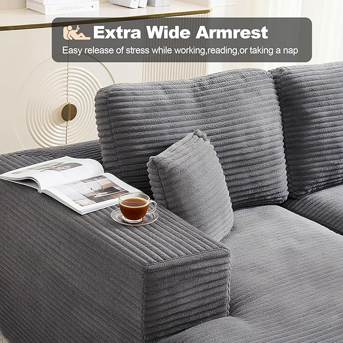 106" Cloud Modular Sectional Sofa Couch,L-Shape Modern Boneless Sectional Couch with Deep Seat,Upholstered Couches for Living Room Bedroom,No Assembly Required,Grey