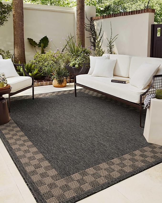 Loloi Chris Loves Julia Providence Collection PRC-01 Charcoal/Natural 5' x 7'-7", .12" Pile Height, Indoor/Outdoor Area Rug