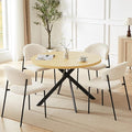 45.3 Inch Round Dining Table Set for 4, Mid Century Modern Small Coffee Set for Dining Room Kitchen Apartment (Cream Table + 4 White Shell Chairs)