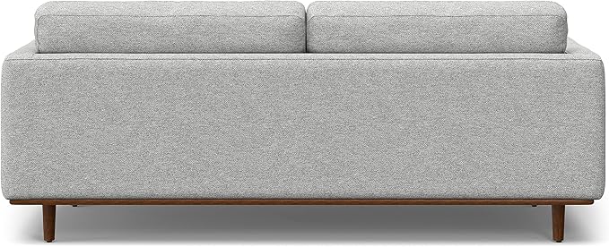 SIMPLIHOME Morrison Mid-Century Modern 89 inch Wide Sofa with Ottoman Set in Mist Grey Woven-Blend Fabric for the Living Room and Family Room