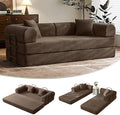 79" Convertible Sofa Bed with Fixed-Shape Frame & Removable Armrests, Modular Corduroy Sleeper Sofa, Folding Mattress Couch for Small Spaces - No Assembly Needed in Brown (Includes 2 Pillows)