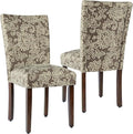 HomePop Classic Parsons Dining Chair, Pack of 2, Brown Jacobean Print