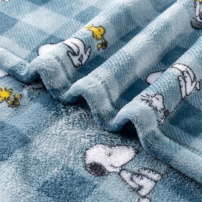 Berkshire Blanket Peanuts® VelvetLoft® Cute Character Snoopy Plush Blanket,Navy Tonal,King 90 in x 108 in (Official Peanuts® Product)