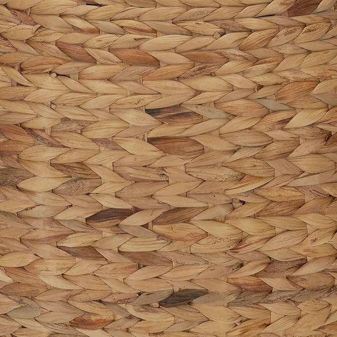 Household Essentials Handwoven Water Hyacinth Barrel Wicker Storage Basket Side Table, Natural