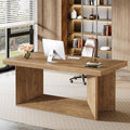 Tribesigns 63-Inch Executive Desk, Large Office Computer Desk with Heavy Duty Pedestal, Farmhouse Simple Workstations Writing Table for Home Office, Rustic Brown
