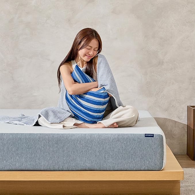 LIFEMENT Basic Twin Graphite Infused Memory Foam Mattress in a Box | Medium Firm Bed, Fiberglass Free, Certified Pressure Relief Foam, Cooling Comfort Sleep, 12 Inch